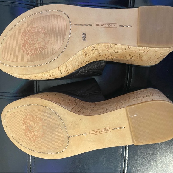 Vince Camuto beautiful black wedge sandals with cork platform 8.5 - Picture 6 of 6